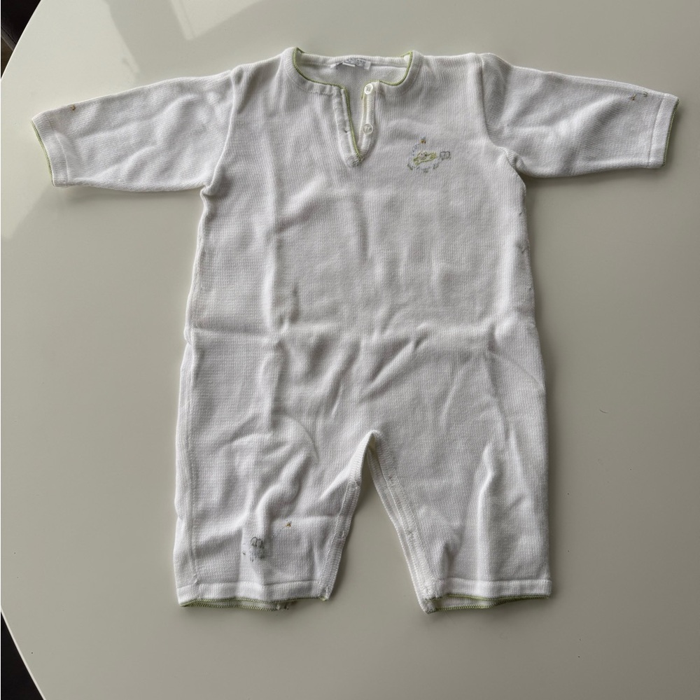 Kissy Kissy White and Green Baby Footie